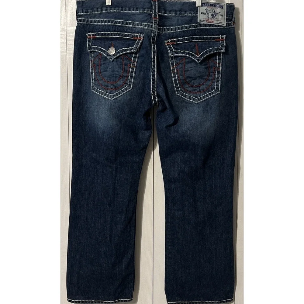 True Religion Men's Super T Flap Pocket Straight Leg Mid Rise Jeans Size 42x31